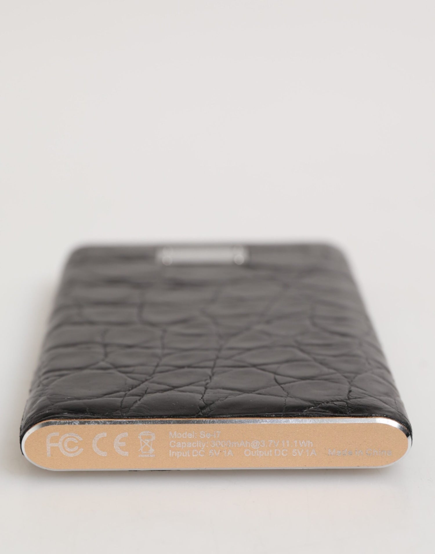Dolce &amp; Gabbana Black Leather Exotic Skin 3000mAh Power Bank Charger USB