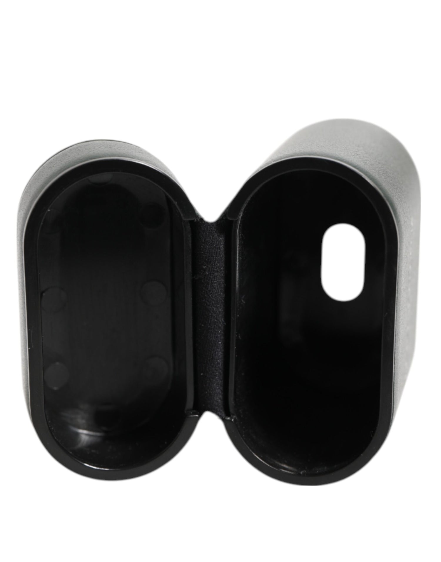 Dolce &amp; Gabbana Black Leather Logo Print Flip Holder Men Airpods Case