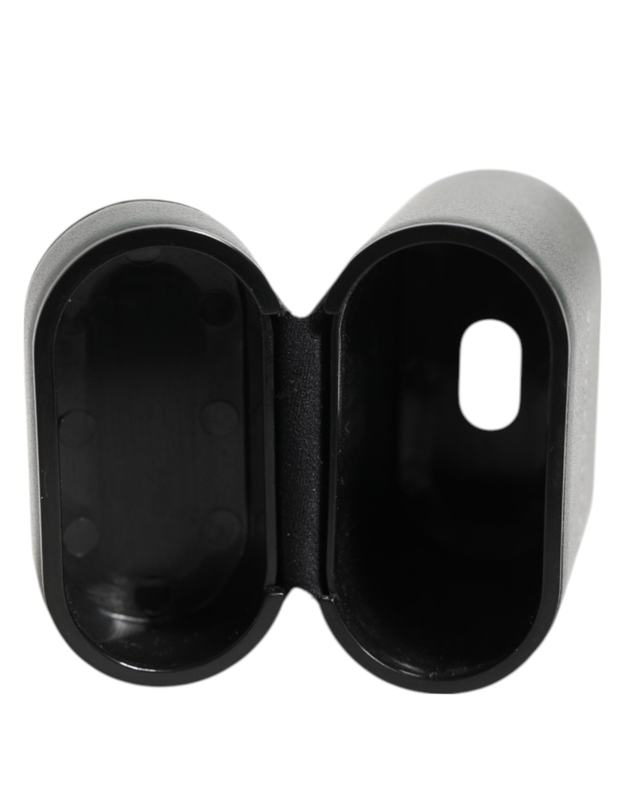 Dolce &amp; Gabbana Black Leather Logo Print Flip Holder Men Airpods Case