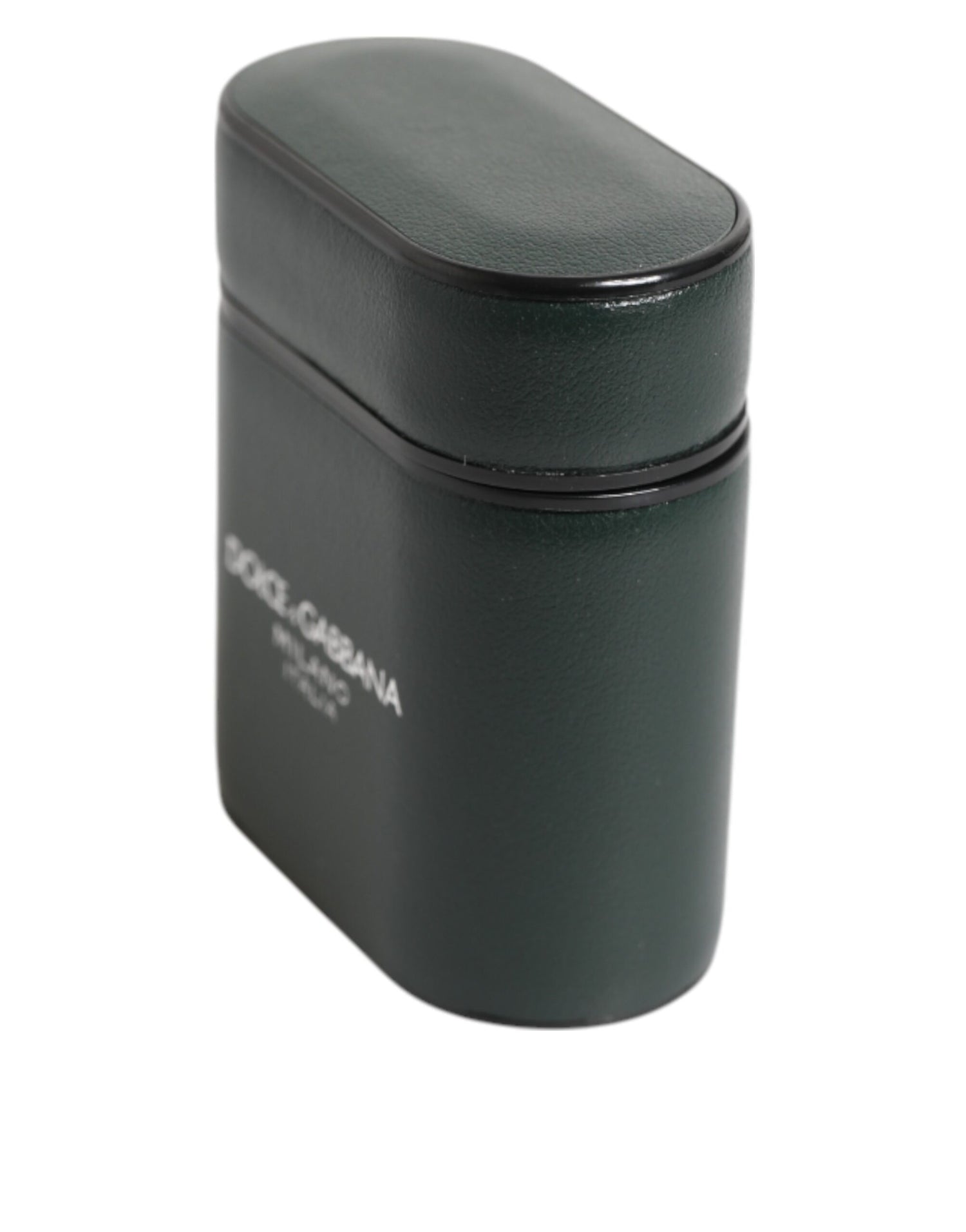 Dolce &amp; Gabbana Black Leather Logo Print Flip Holder Men Airpods Case