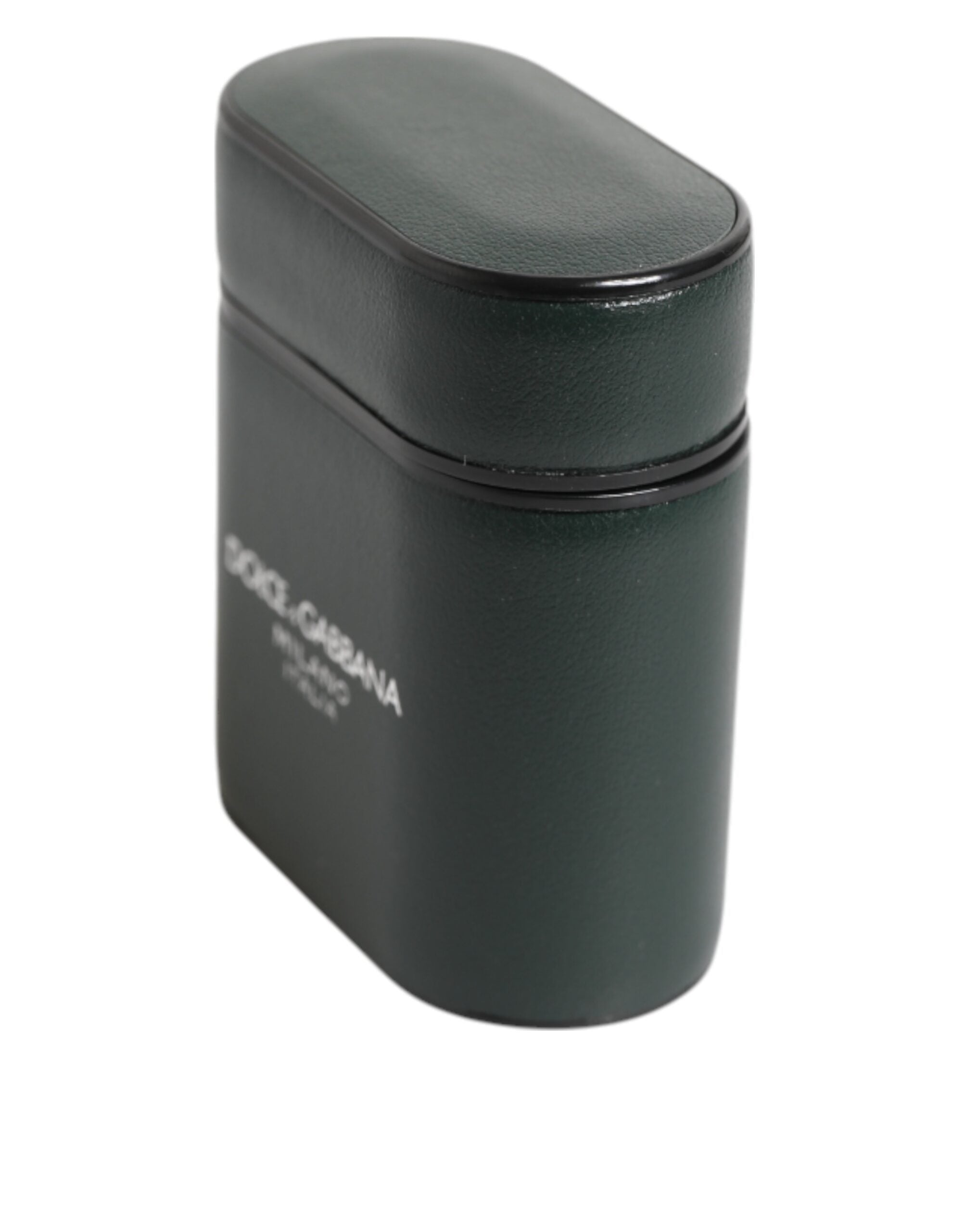 Dolce &amp; Gabbana Black Leather Logo Print Flip Holder Men Airpods Case