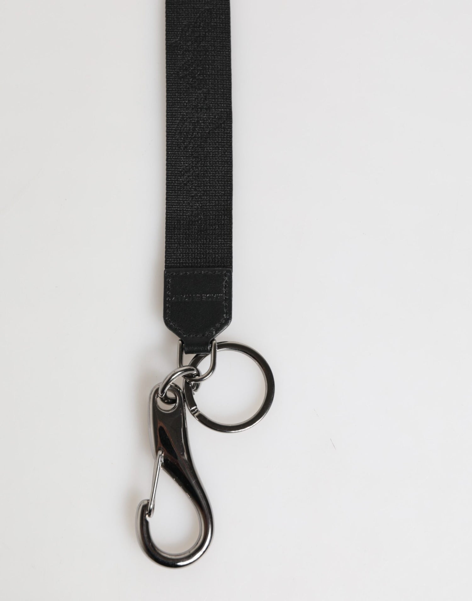 Dolce &amp; Gabbana Black Yellow Polyester DG Logo Silver Keychain Keyring