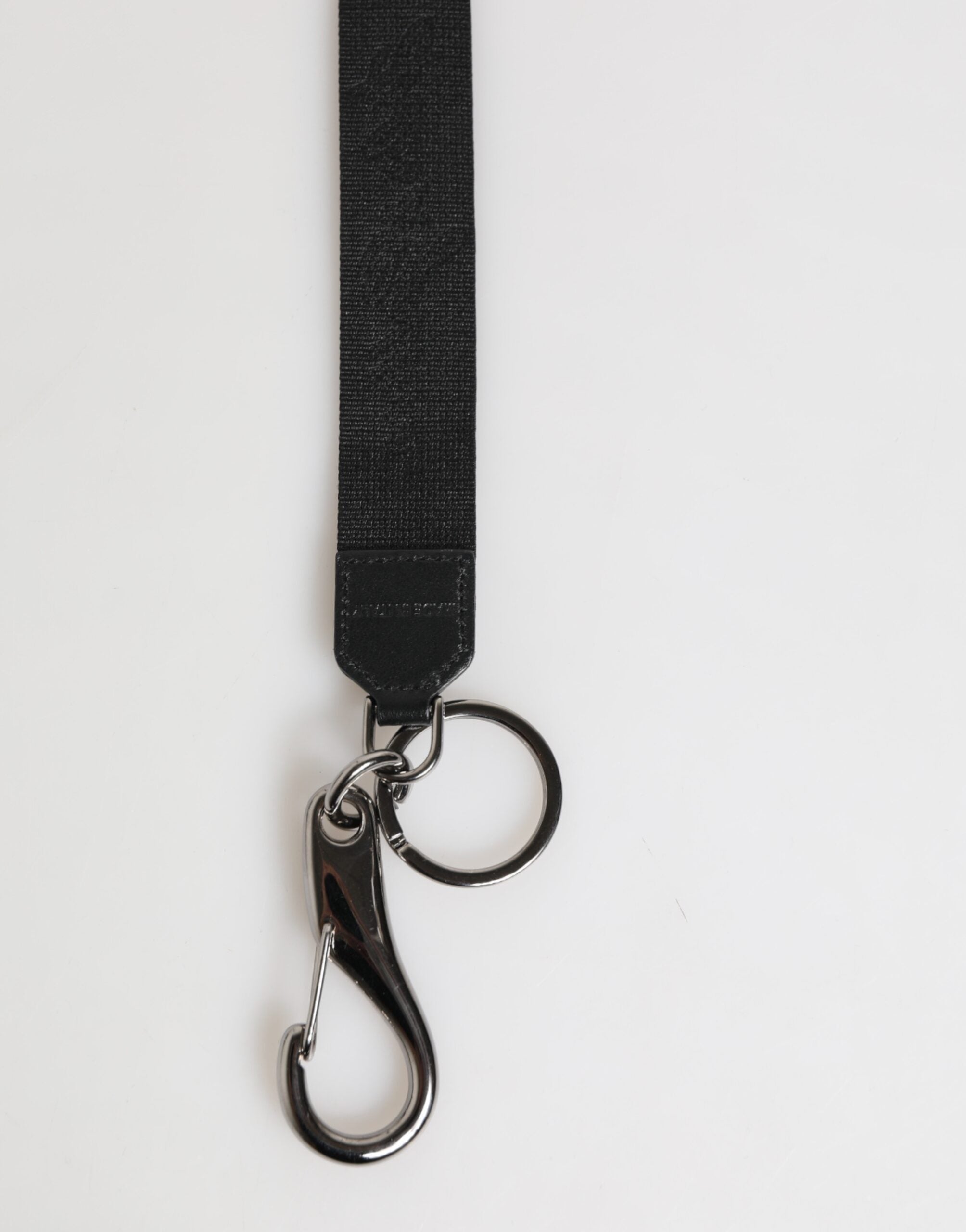 Dolce &amp; Gabbana Black Yellow Polyester DG Logo Silver Keychain Keyring