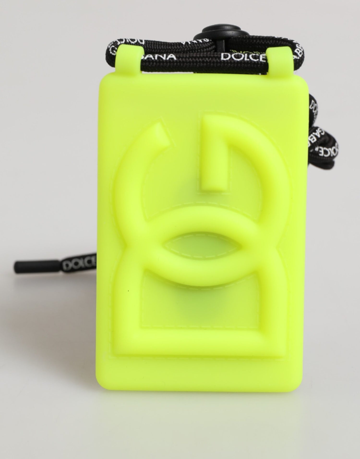 Dolce &amp; Gabbana Yellow Green Rubber DG Embossed Adjustable Badge Holder