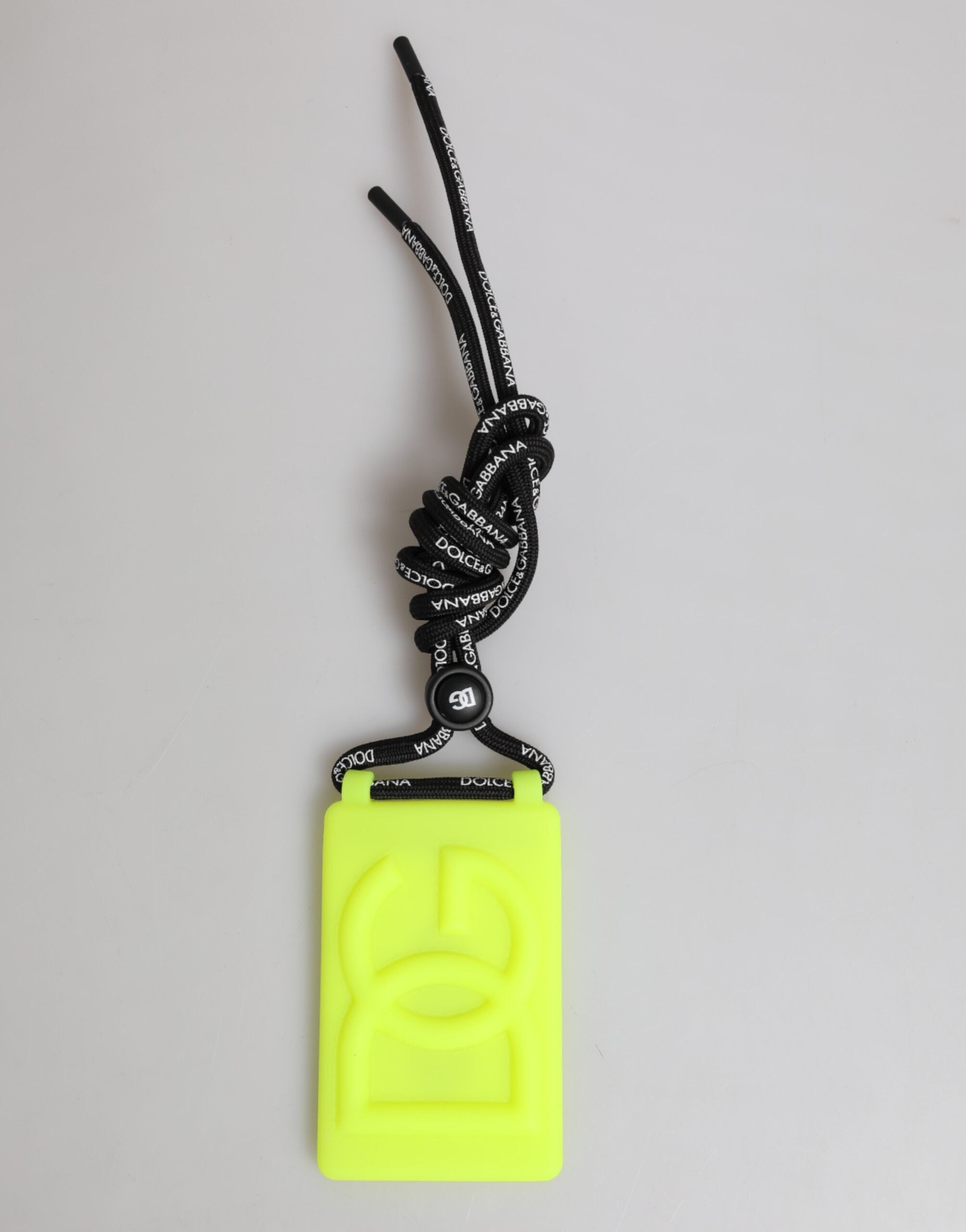 Dolce &amp; Gabbana Yellow Green Rubber DG Embossed Adjustable Badge Holder