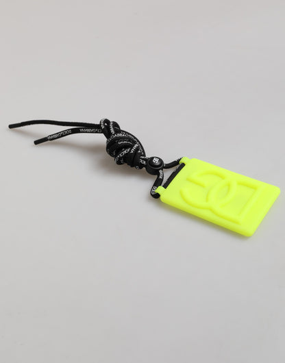 Dolce &amp; Gabbana Yellow Green Rubber DG Embossed Adjustable Badge Holder