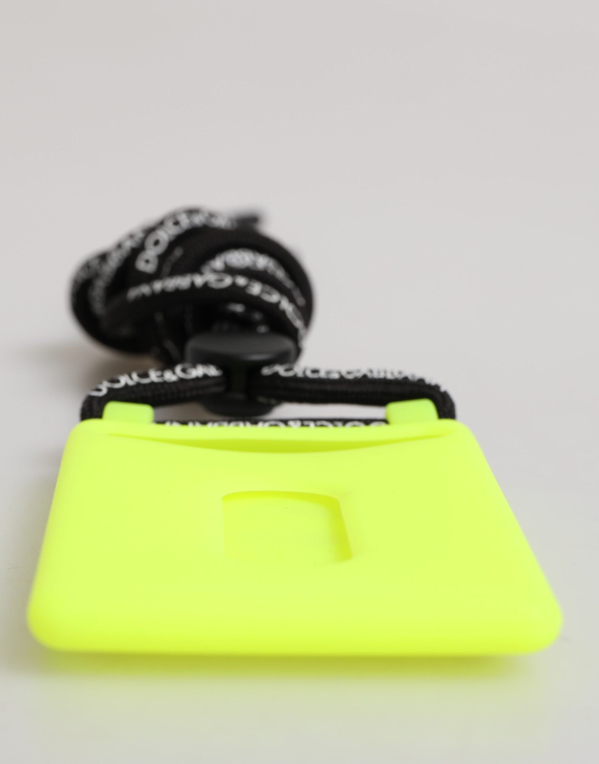 Dolce &amp; Gabbana Yellow Green Rubber DG Embossed Adjustable Badge Holder