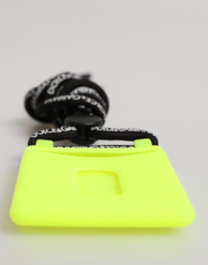 Dolce &amp; Gabbana Yellow Green Rubber DG Embossed Adjustable Badge Holder