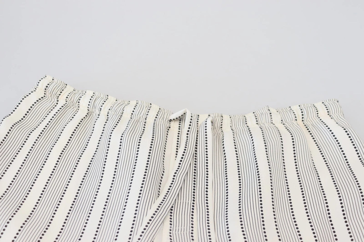Dolce &amp; Gabbana White Stripes Silk Lounge Trouser Pants