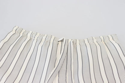 Dolce &amp; Gabbana White Stripes Silk Lounge Trouser Pants