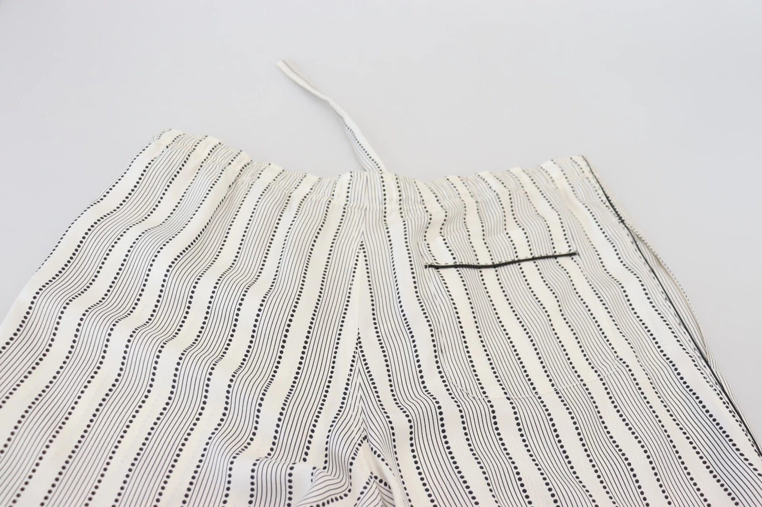Dolce &amp; Gabbana White Stripes Silk Lounge Trouser Pants