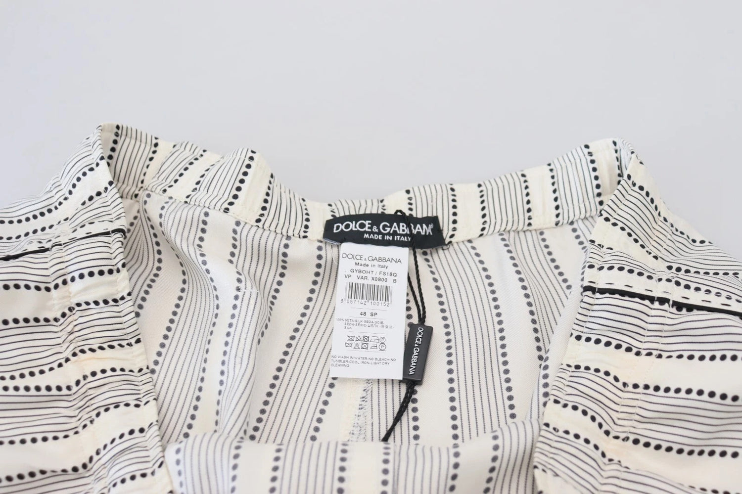Dolce &amp; Gabbana White Stripes Silk Lounge Trouser Pants