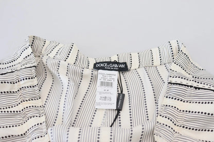 Dolce &amp; Gabbana White Stripes Silk Lounge Trouser Pants