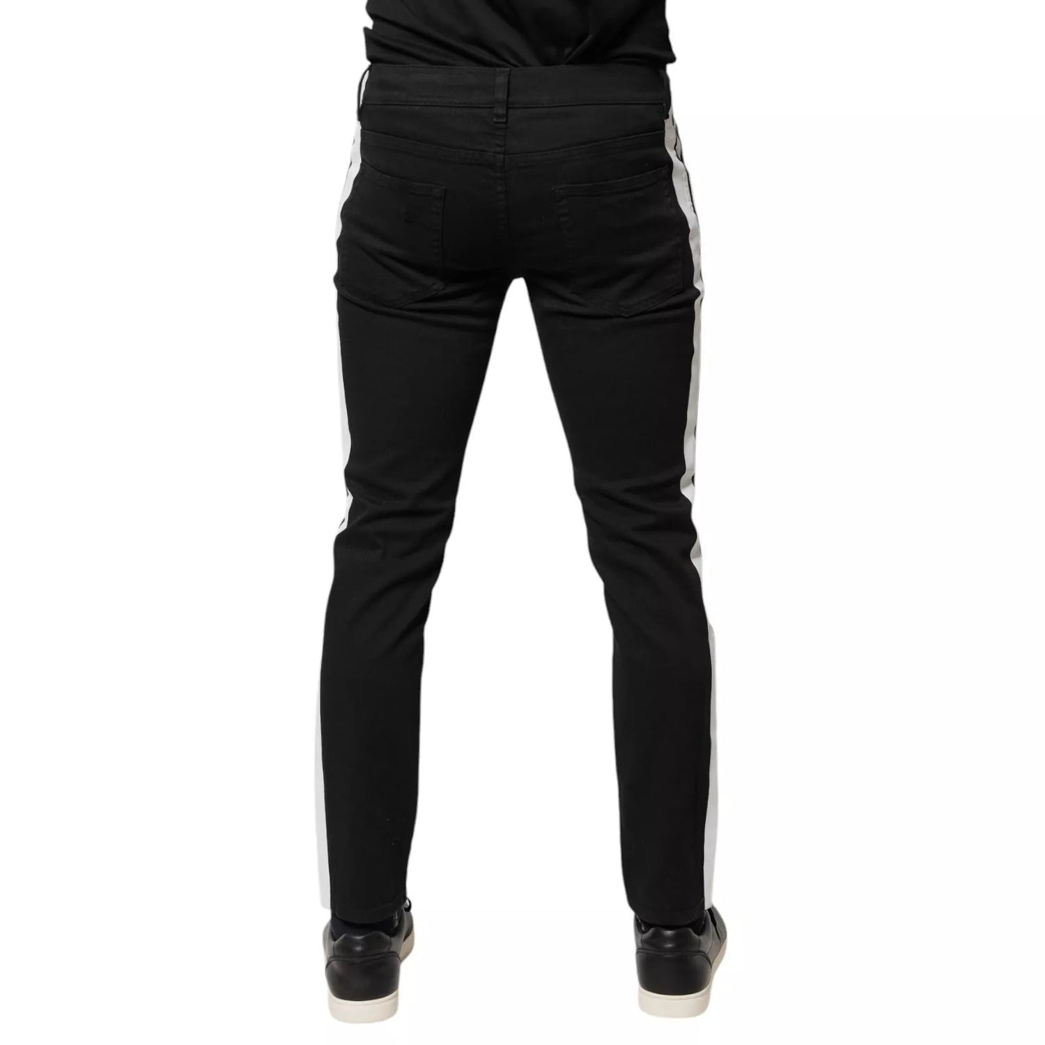 Dolce &amp; Gabbana Black Tattered White Lining Skinny Denim Jeans