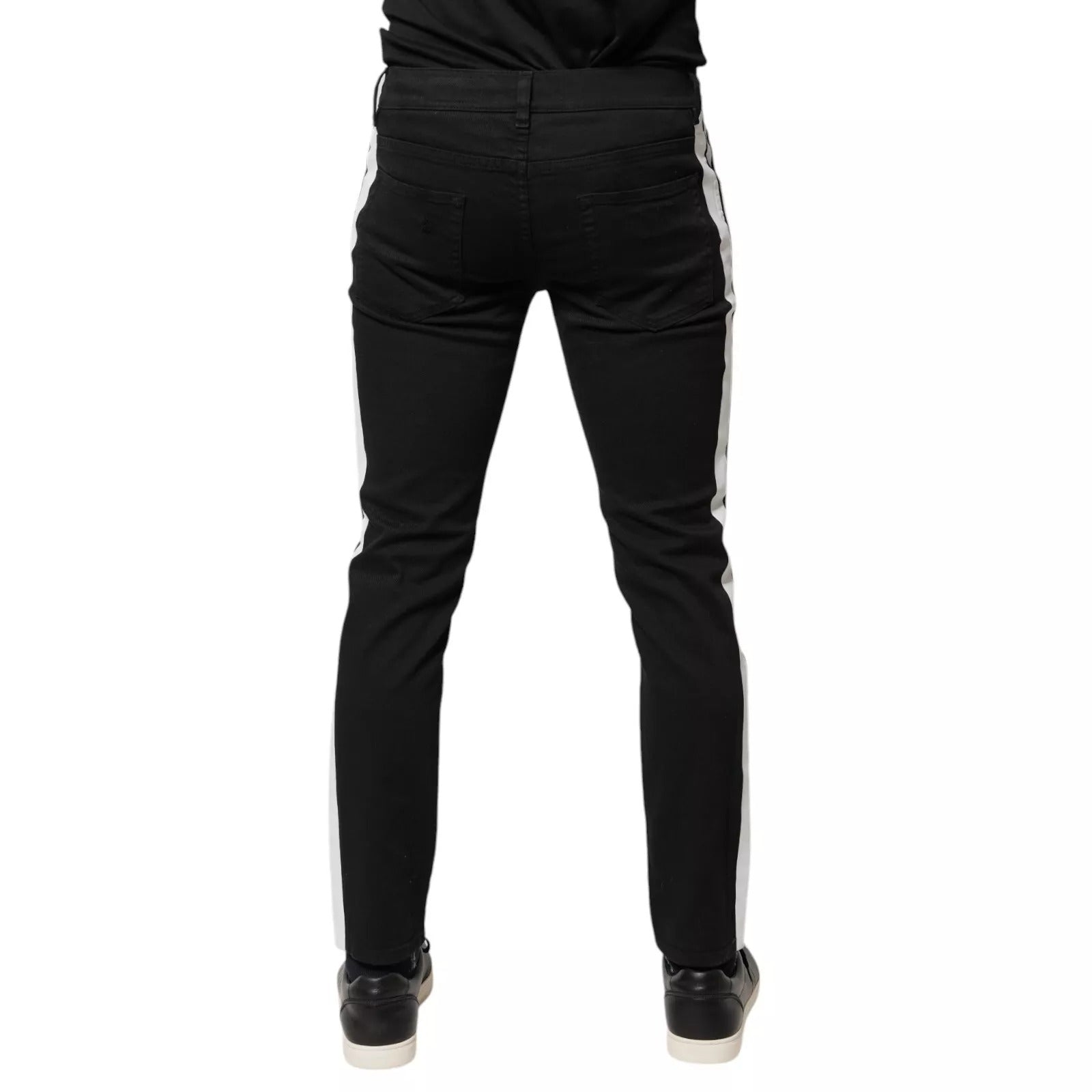 Dolce &amp; Gabbana Black Tattered White Lining Skinny Denim Jeans