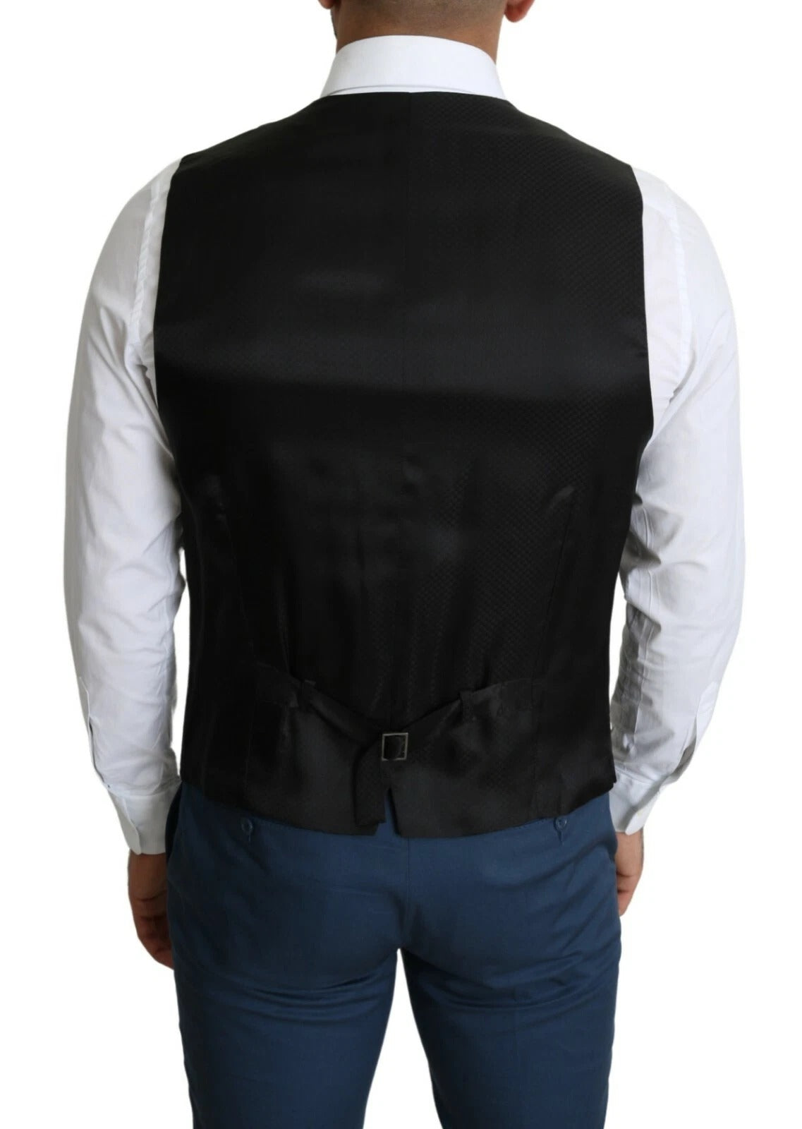 Dolce &amp; Gabbana Black Wool Men Formal Waistcoat Vest
