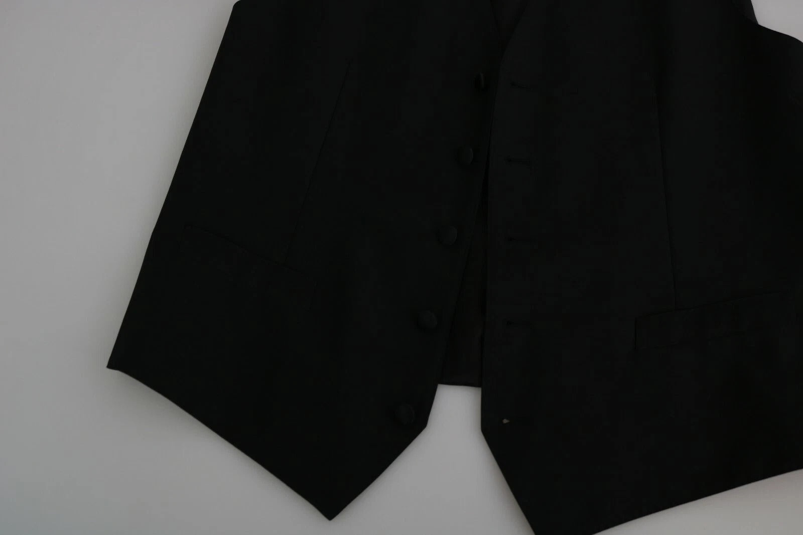 Dolce &amp; Gabbana Black Wool Men Formal Waistcoat Vest