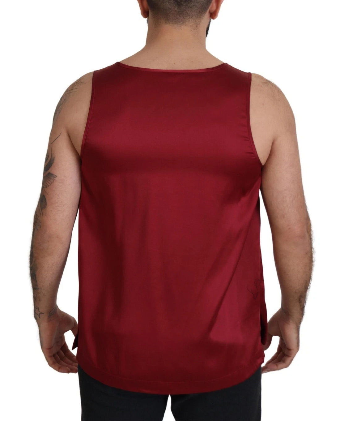 Dolce &amp;amp; Gabbana Röd Rundhalsad Ärmlös Siden-T-shirt