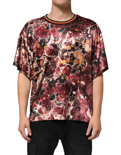 Dolce &amp;amp; Gabbana Flerfärgad Polyester Marmor Mönstrad Oversize T-shirt