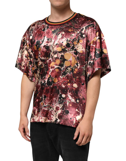 Dolce &amp;amp; Gabbana Flerfärgad Polyester Marmor Mönstrad Oversize T-shirt
