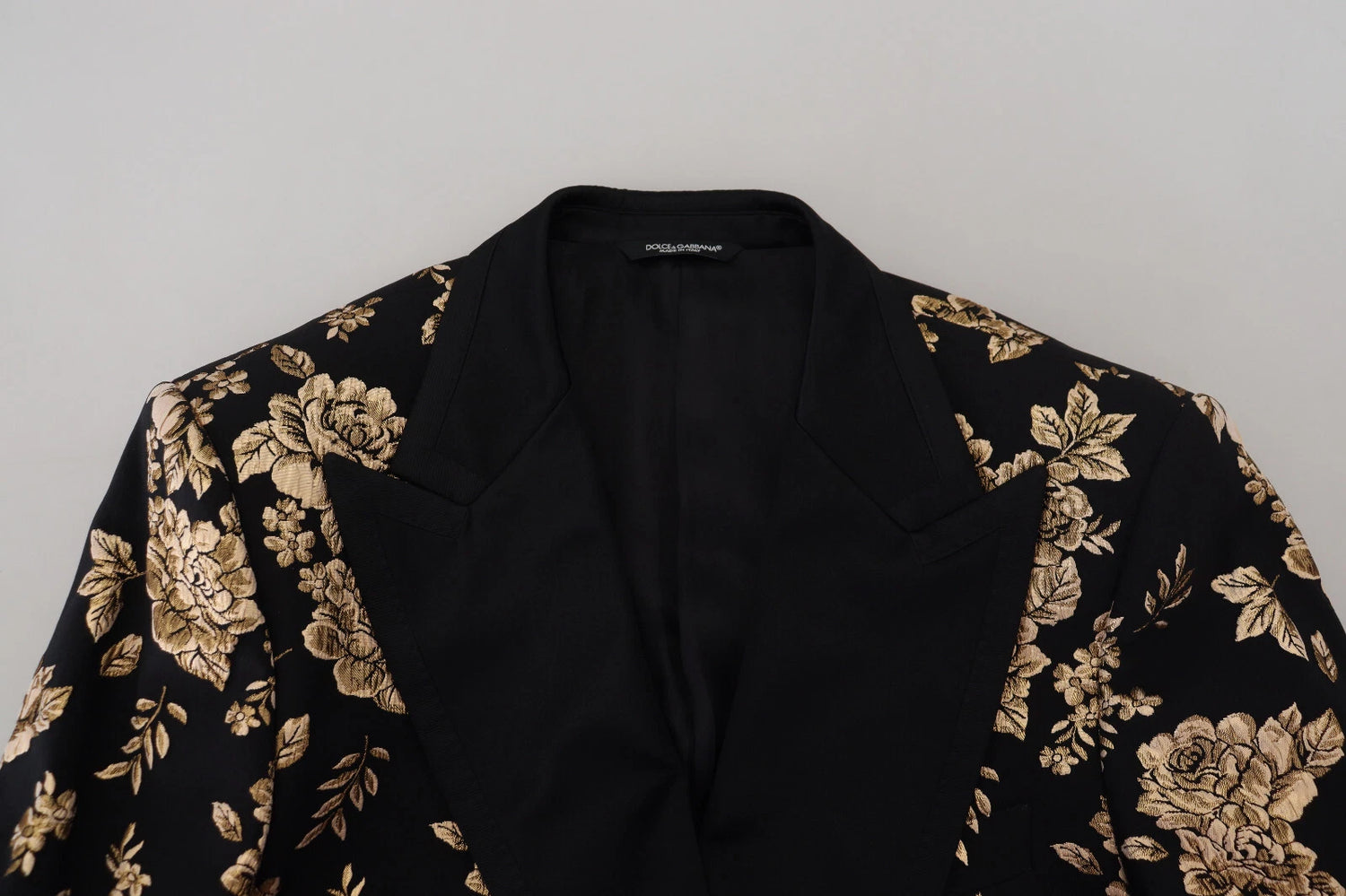 Dolce &amp; Gabbana Gold Black Floral Embroidered Jacket Blazer