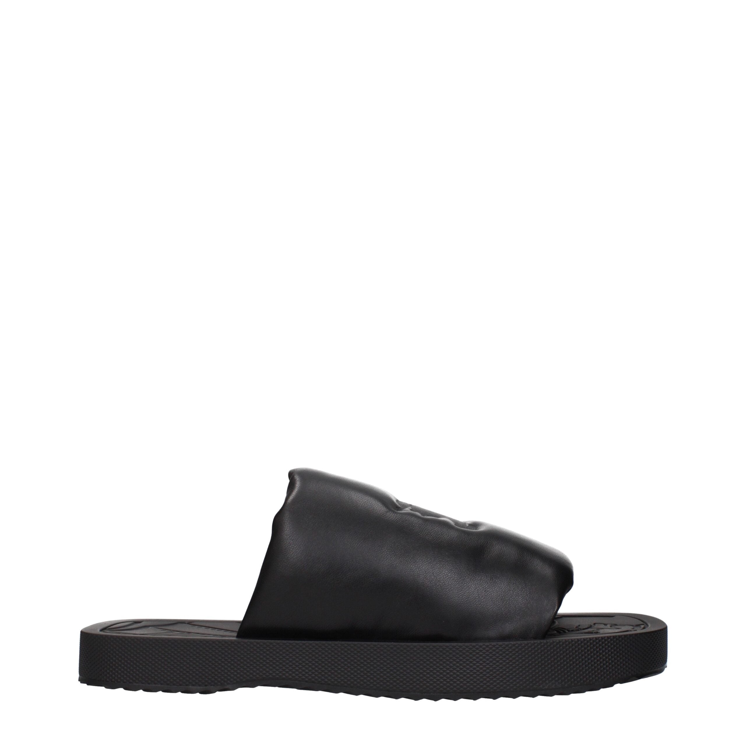 Burberry svarta lädertofflor och sandaler