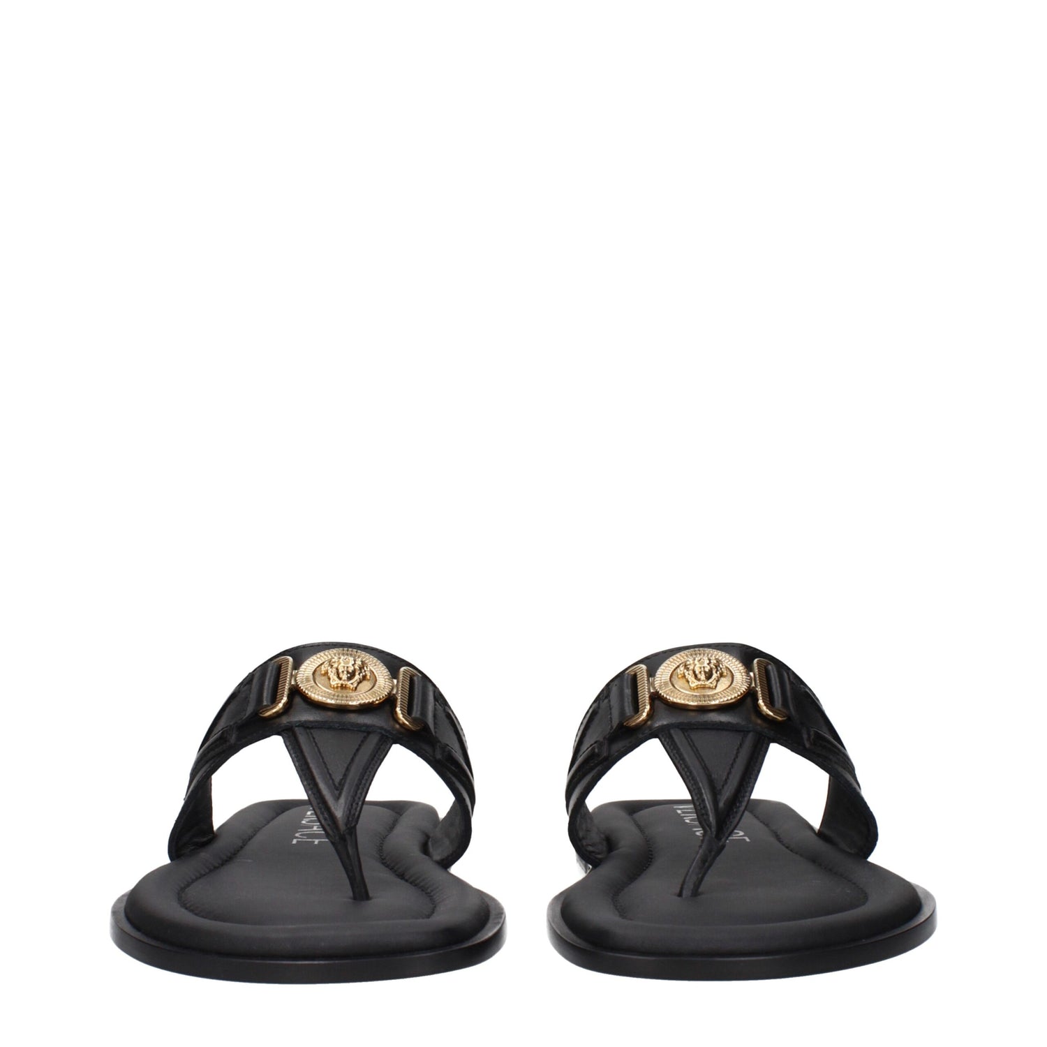Versace svarta läderflip-flop-sandaler