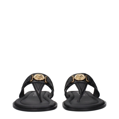 Versace svarta läderflip-flop-sandaler