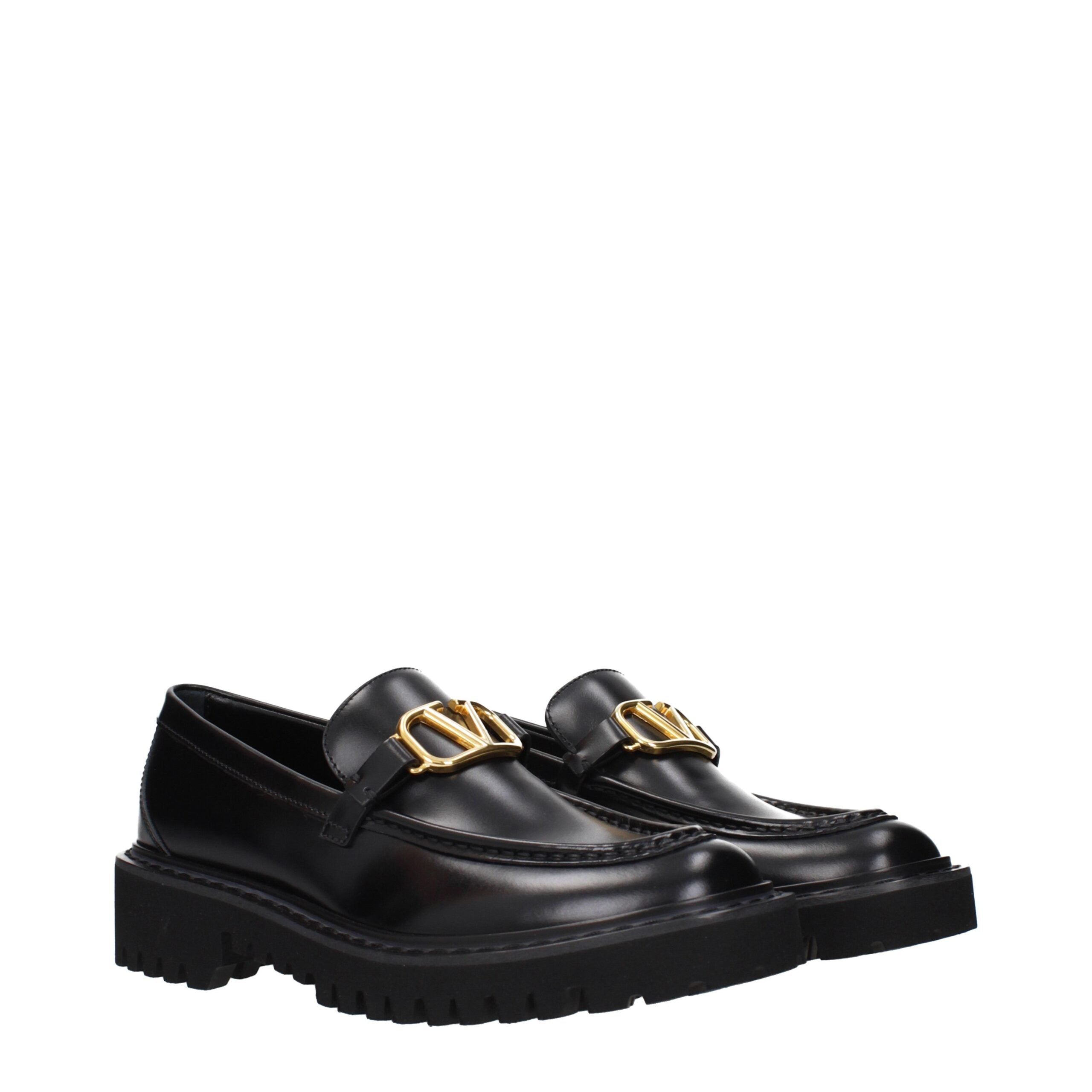 Valentino Garavani svarta slip-on loafers i läder