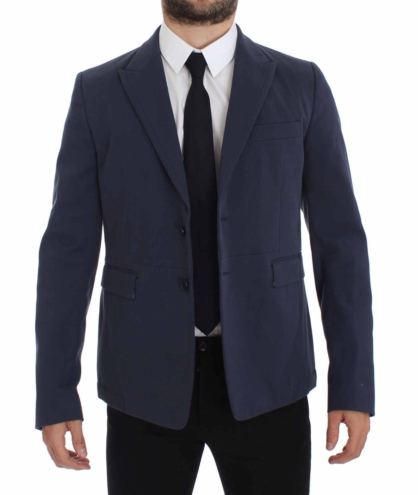 Dolce &amp; Gabbana Blue Cotton Stretch Casual Blazer