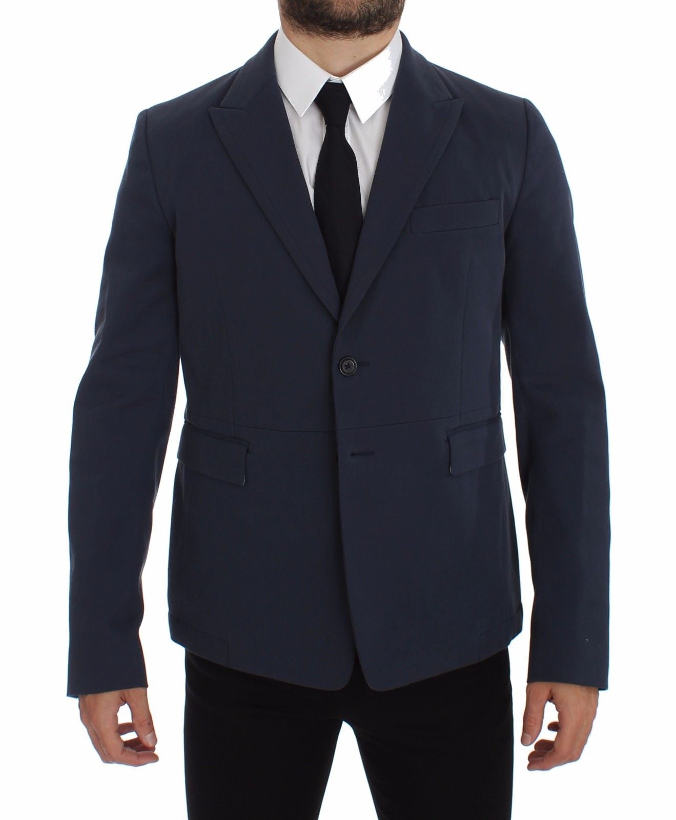 Dolce &amp; Gabbana Blue Cotton Stretch Casual Blazer
