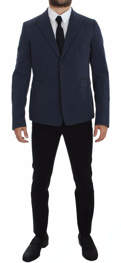 Dolce &amp; Gabbana Blue Cotton Stretch Casual Blazer