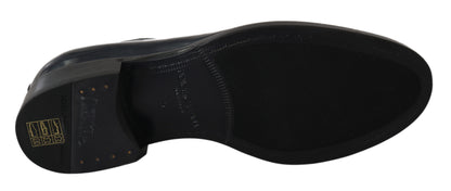 Dolce &amp; Gabbana Blue Leather Derby Dress Formal Shoes