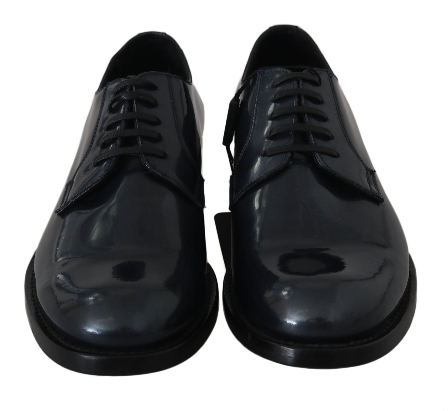 Dolce &amp; Gabbana Blue Leather Derby Dress Formal Shoes