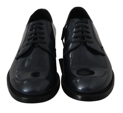 Dolce &amp; Gabbana Blue Leather Derby Dress Formal Shoes