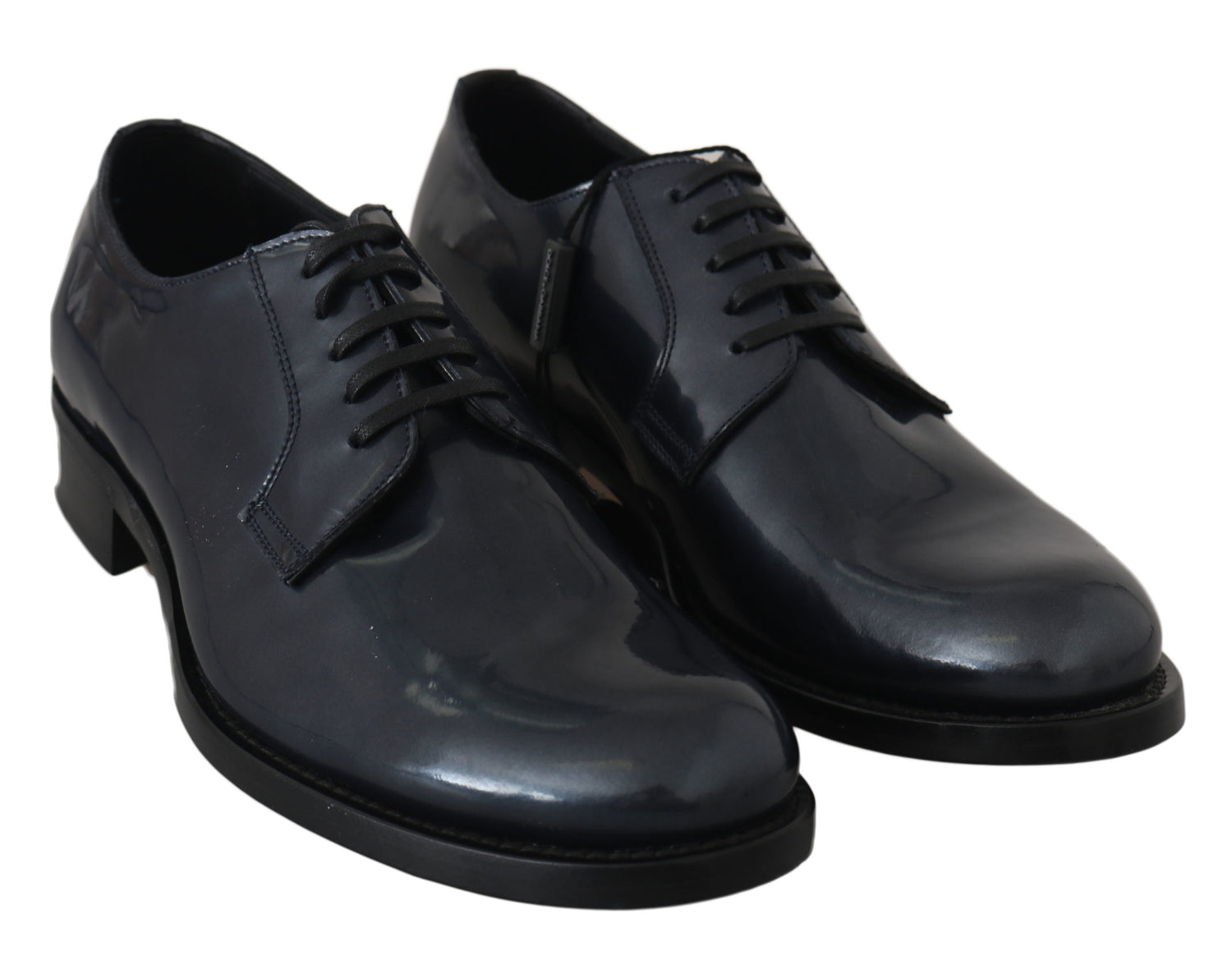 Dolce &amp; Gabbana Blue Leather Derby Dress Formal Shoes