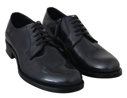 Dolce &amp; Gabbana Blue Leather Derby Dress Formal Shoes