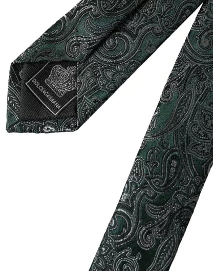Dolce &amp;amp; Gabbana Grön Blommigt Mönster 100% Siden Justerbar Herrslips